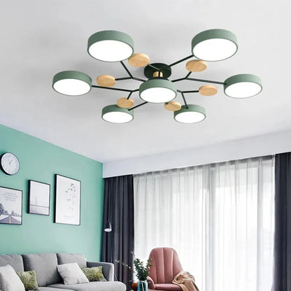 Ceiling Light LED Modern Fixture With Circular White Shades For Living Room