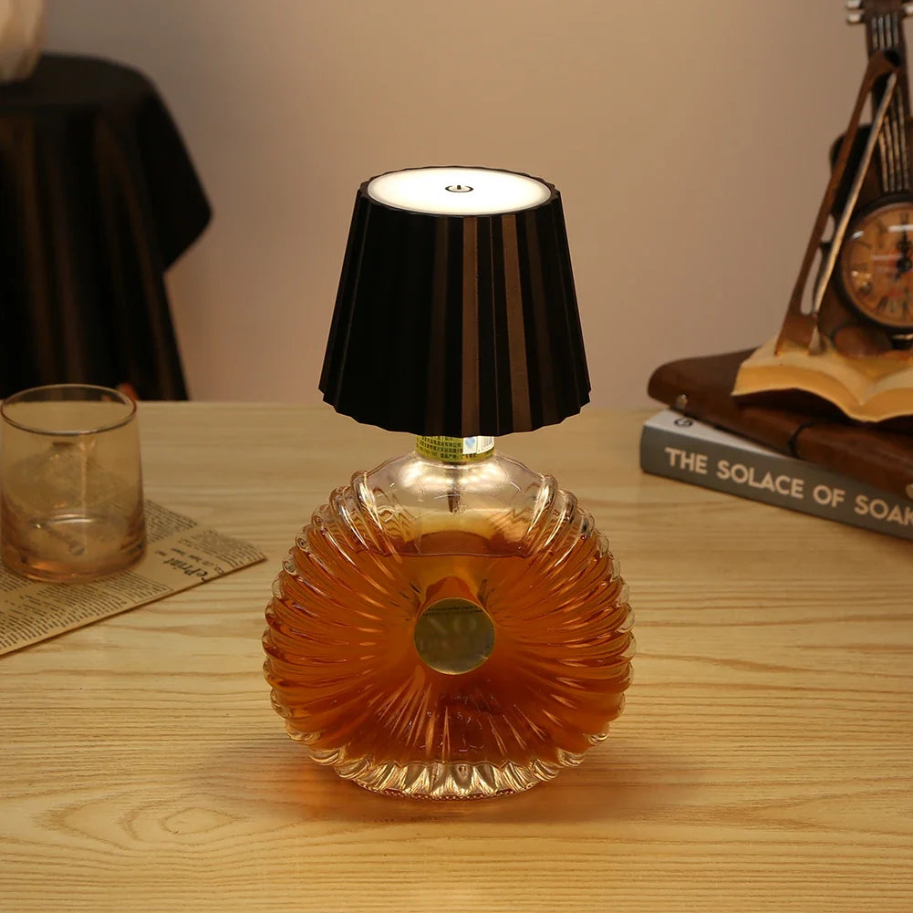 Wireless Bottle Lamp Touch Control LED Light - Rechargeable Home Decor for Dining & Parties