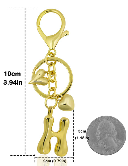 Personalized Keychain Gold Bubble Letter Bag Charm Gift