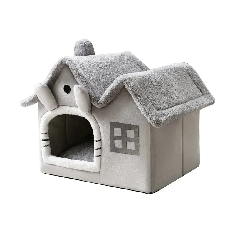 Cat Bed Foldable Cave House Plush Kennel Winter 2025 Cozy Washable Hideaway For Small Dogs And Cats
