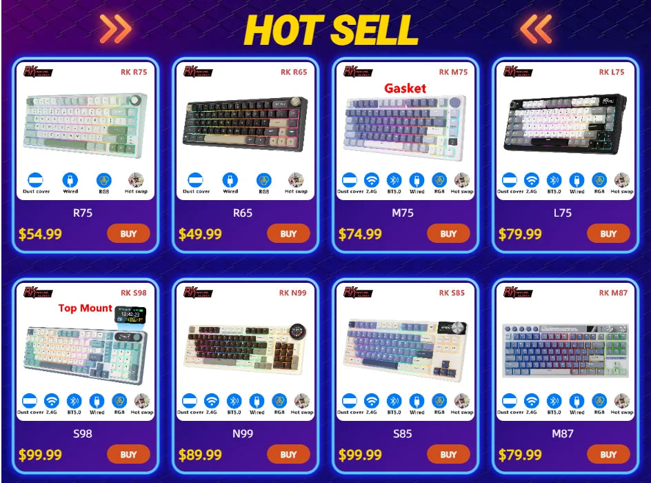 Mechanical Keyboard R75 Gasket 80Key RGB Hot Swap Spanish
