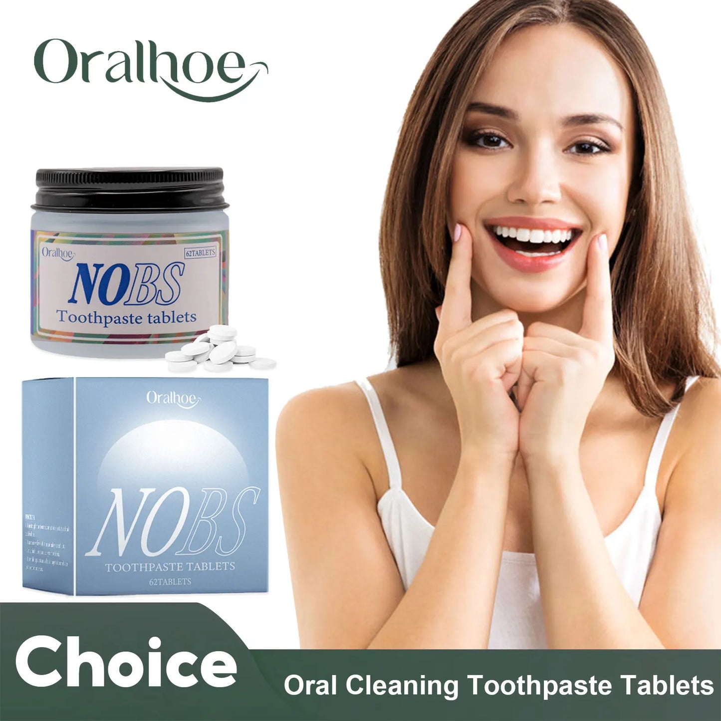 Whitening Toothpaste Tablets 62 Tablets Natural Based Oral Care Fresh Breath Smoke Stain Removal Back to School 2026