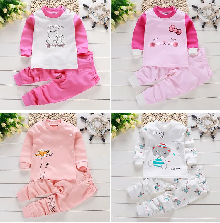 Additional gallery view 8 of kids cotton cartoon long sleeve pyjama set