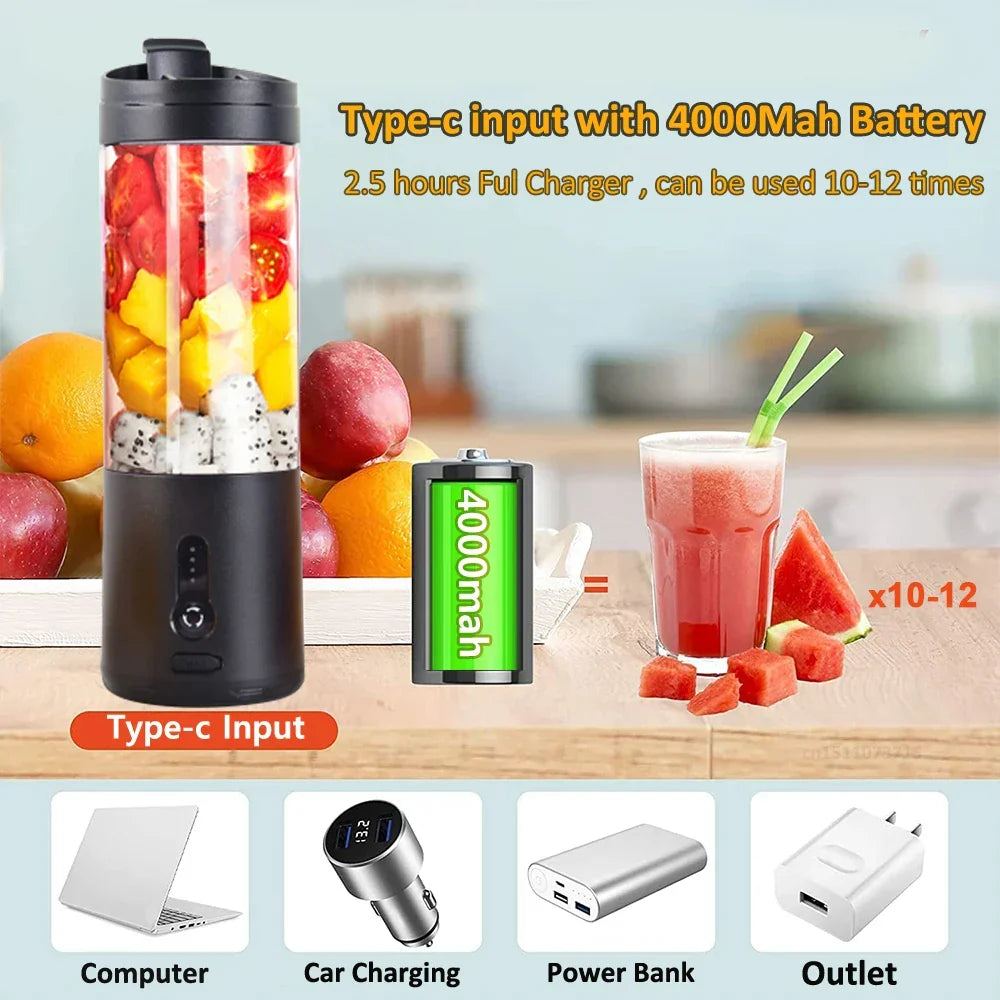 Portable Blender 6-Blades Smoothie Maker Summer Essentials 2026 Rechargeable On The Go Juicer