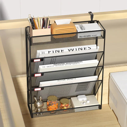Desk File Organizer 5-Tier Mesh Vertical Wall Mount Desktop Mail Sorter Back To School 2025 Space Saving