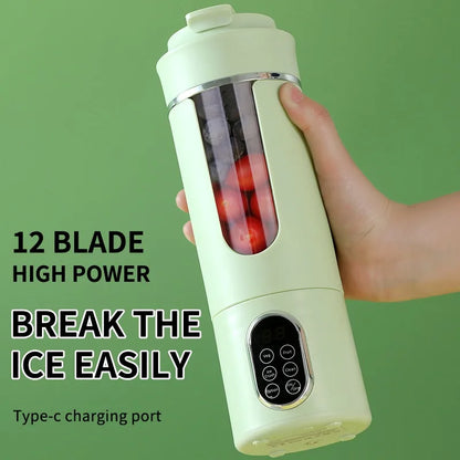 Portable Juicer USB Rechargeable 530ml Personal Blender 12 Blade Ice Crushing 4 Gears 7.4V Viral Trend 2026