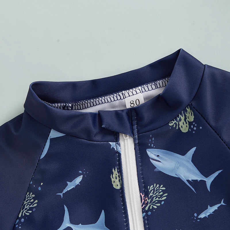 Styling suggestion for baby boys 3-piece zip rash guard swimwear set