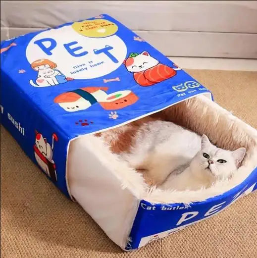 Cat Bed Enclosed Biscuit Box House Pull Out Zipper Cushion Cozy Fall 2025 Private Retreat Washable