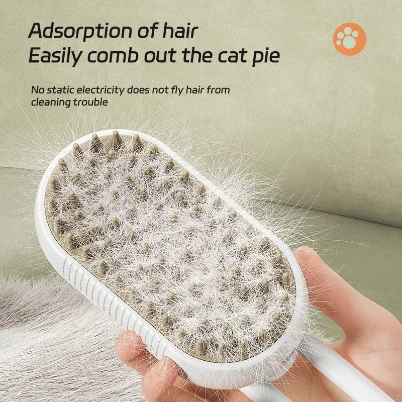 3 In1 Dog Cat Steamy Brush Spray Massage - Bath Brush & Hair Removal Tool
