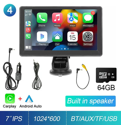 Car Stereo 7-Inch IPS Touchscreen With CarPlay Android Auto, GPS Navigation, WiFi, Rear View Camera