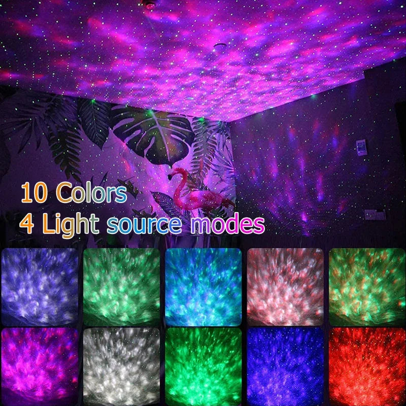 Colorful Starry Galaxy Projector Night Light Child Bluetooth Music Lamp Gift