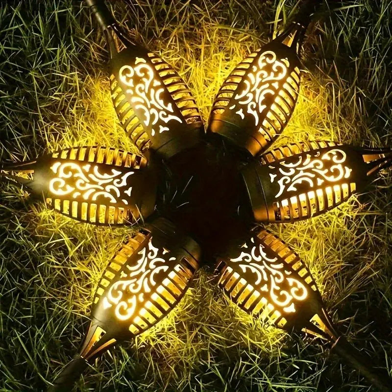 LED Solar Flame Torch Light - Waterproof Outdoor Garden Decoration, Flickering Lawn Lamp