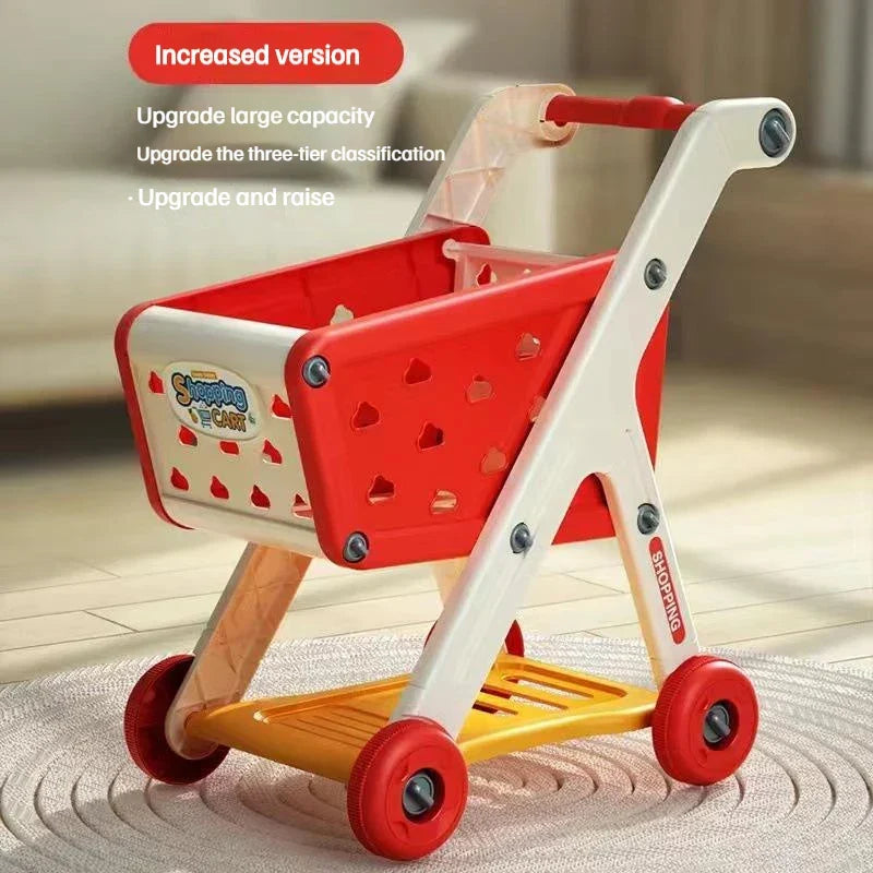 Shopping Cart Toy Push Along Grocery Trolley Kids Pretend Play Supermarket Back To School 2025 Early Education Gift