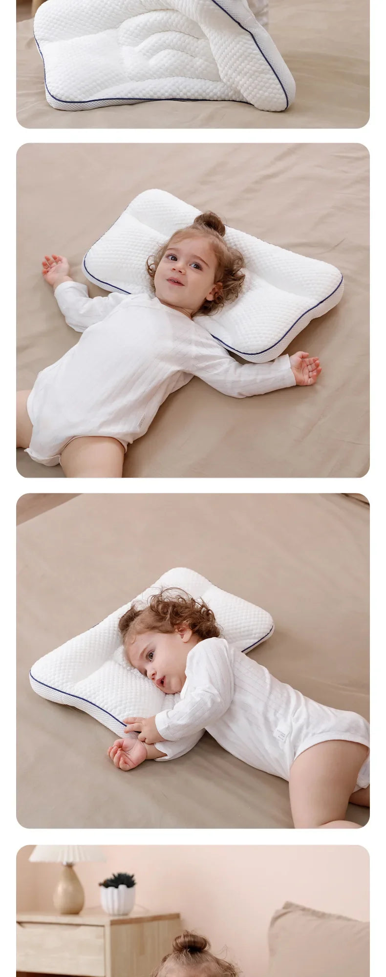 Baby Neck Support Pillow – All-Season Cotton Sleeping Pillow for Toddlers & Kindergarten Kids