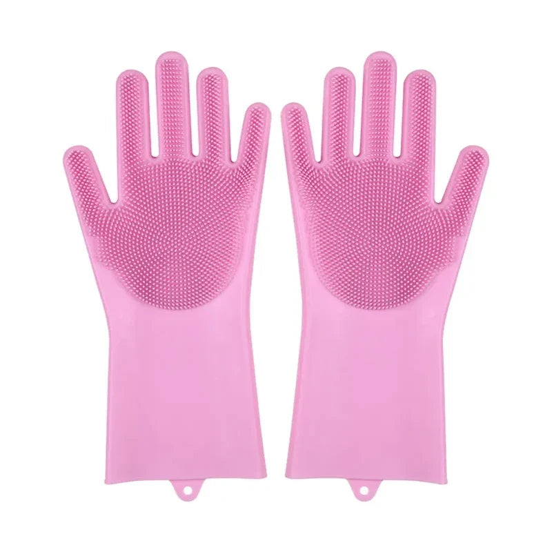 Silicone Dishwashing Gloves with Scrubber - Eco-Friendly Household Cleaning Tool