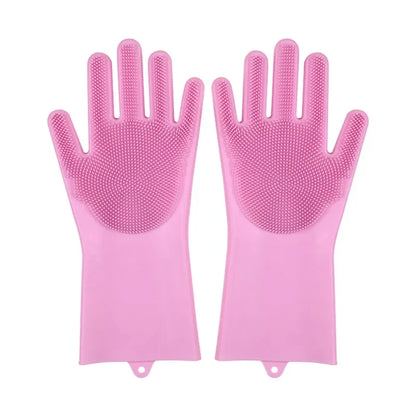 Silicone Dishwashing Gloves with Scrubber - Eco-Friendly Household Cleaning Tool