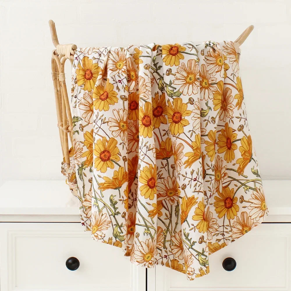 Bamboo Muslin Swaddle Blanket 120x120 Cm Floral Newborn Bedding Fall 2025 Breathable Eco Friendly Baby Gift
