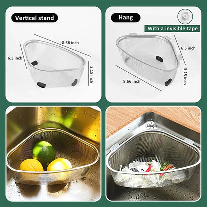 Stainless Steel Sink Strainer Basket Triangle Drainer In Sink Mesh Colander Fall 2026 Eco Friendly Kitchen Accessory