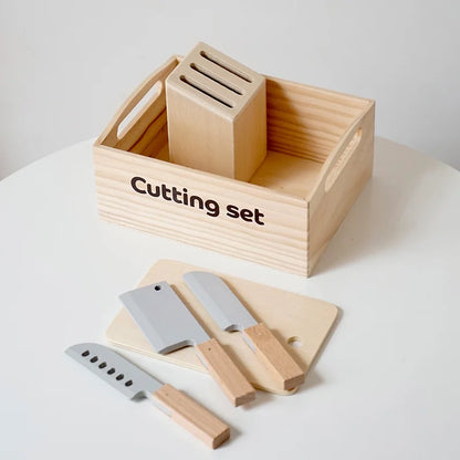 Wooden Kids Kitchen Playset with Cutting Food Accessories - Fruits, Vegetables & Bakery Toys