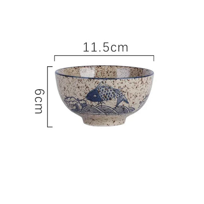 Ceramic 4.5 Inch Japanese Rice Bowl Retro Home Tableware