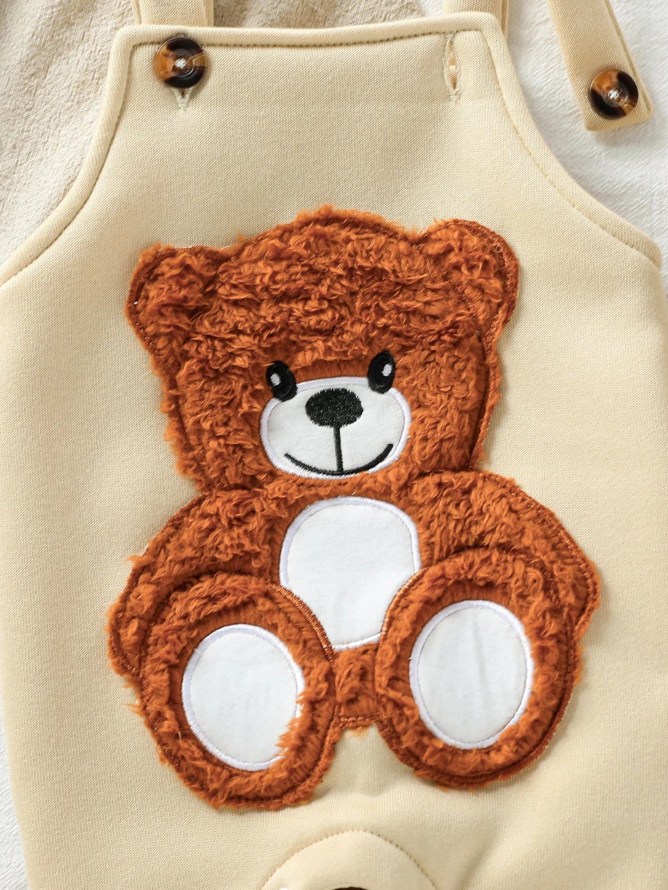 Styling option for boys striped hoodie & bear overalls set