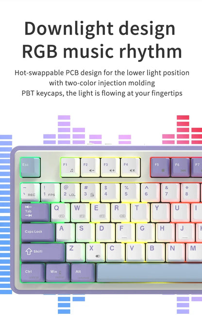 Mechanical Keyboard 87 Key Tri Mode RGB Hot Swappable