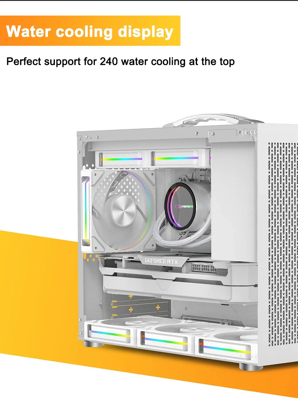 Mini ITX PC Case Transparent Side 240mm Water Cooling