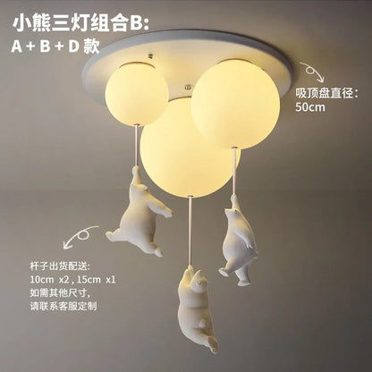 LED Ceiling Light Warm Cartoon Bear Design Kids Bedroom Ceiling Lamp Fall 2025 Cozy Nightlight Decor