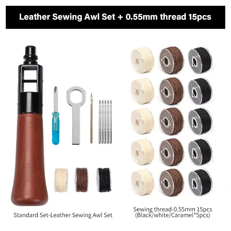 Leather Sewing Kit – Premium Hand Stitching Awl Tools Set for DIY Leather Craft and Canvas Repair, Fall 2026 Gift