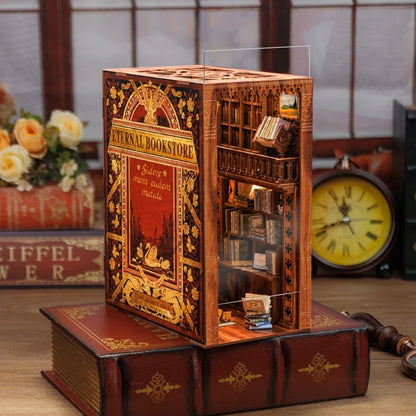 DIY Book Nook Kit Wooden Miniature Shelf Insert Roombox Dollhouse Model Holiday 2025 Cozy Library Gift