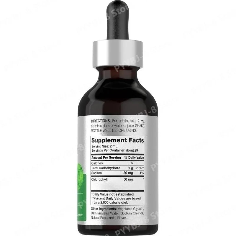 Liquid Chlorophyll Drops Mint Flavor 59 ml, Non-GMO Gluten-Free Herbal Dietary Supplement for Wellness Fall 2026 Trend