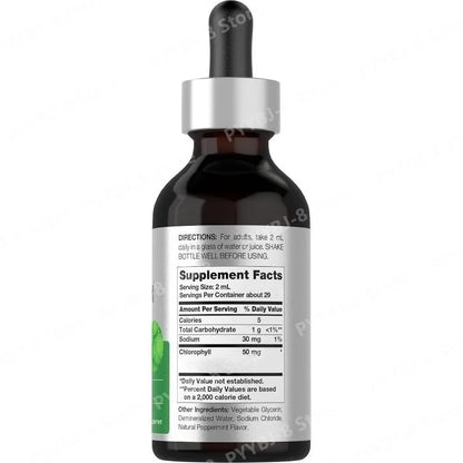 Liquid Chlorophyll Drops Mint Flavor 59 ml, Non-GMO Gluten-Free Herbal Dietary Supplement for Wellness Fall 2026 Trend