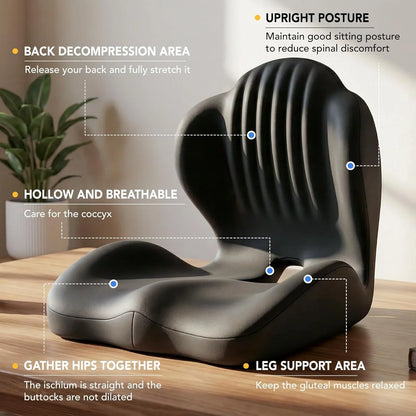 Ergonomic Memory Foam Seat Cushion with Back Support – Lumbar Relief for Office Chair Car Wheelchair 2026