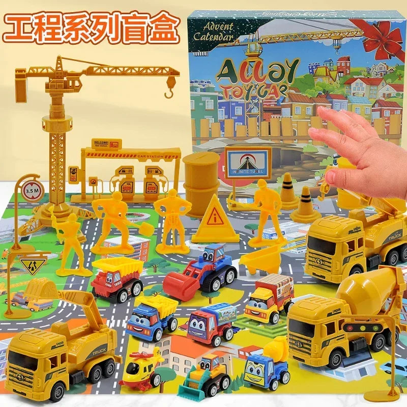 Advent Calendar Car Toys Box Kids 24 Day Christmas Gift