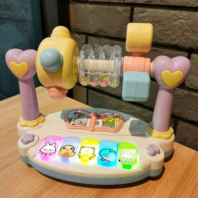 Musical Piano Toy for Babies - Rotating Light & Sound Keyboard with Animal Sounds, Educational Fun for Kids Aged 1-3, Perfect Christmas Gift