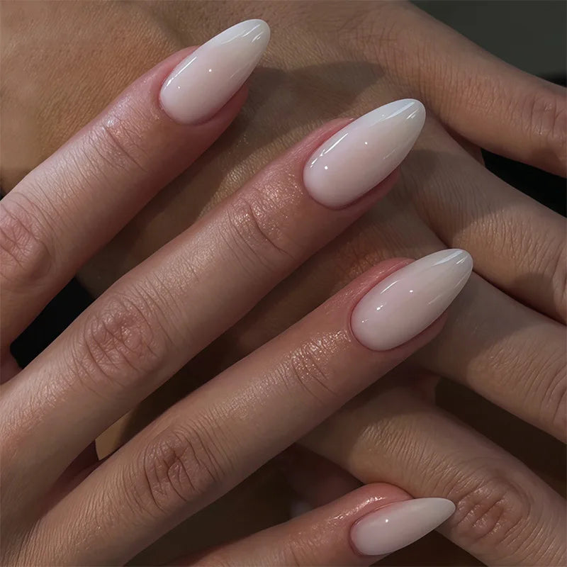 Press On Nails Short Square White Minimalist False Nail Tips Set Spring 2026 Reusable
