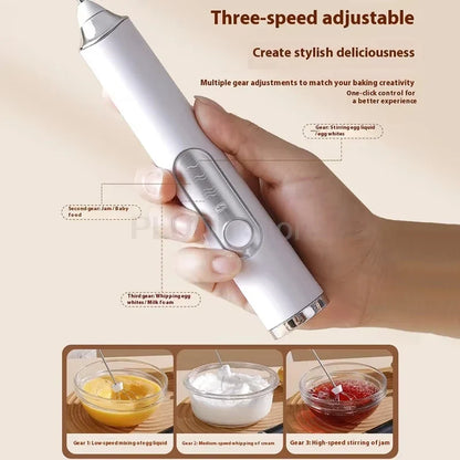 Electric Milk Frother Handheld 3 Speed USB Rechargeable with Whisk and Chopper, Back to School 2026 Gift