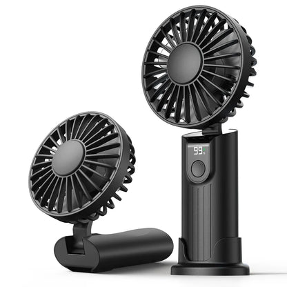 2400mAh/5000mAh Mini Portable Fan USB Rechargeable 3 Speeds, Handheld Pocket Fan with Lanyard & Base, Foldable Desk Fan