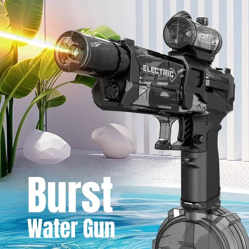 Electric Water Gun Self-Priming Pulse Blaster Kids Toy Summer 2025 Large Capacity Tank LED Lights