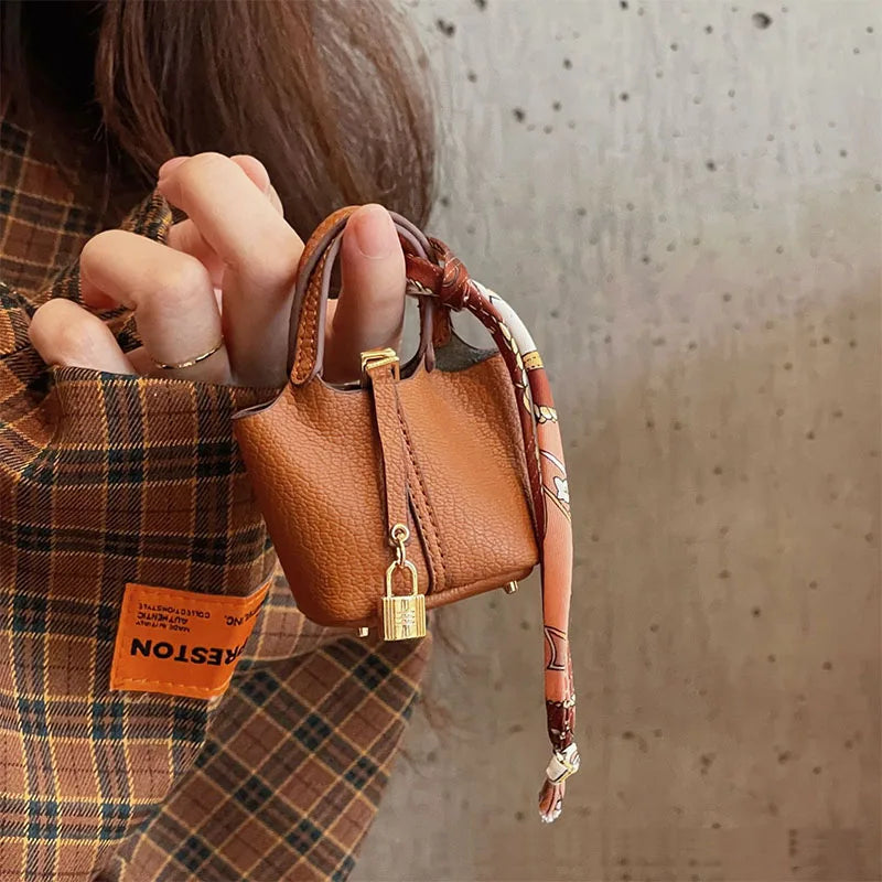 1+1 Free Birkin Inspired Mini Hand Bag - Basket Bag Charm