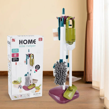 Kids Pretend Play Cleaning Set - Broom & Vacuum Toy for Boys and Girls, 23-Piece Sanitation Fun