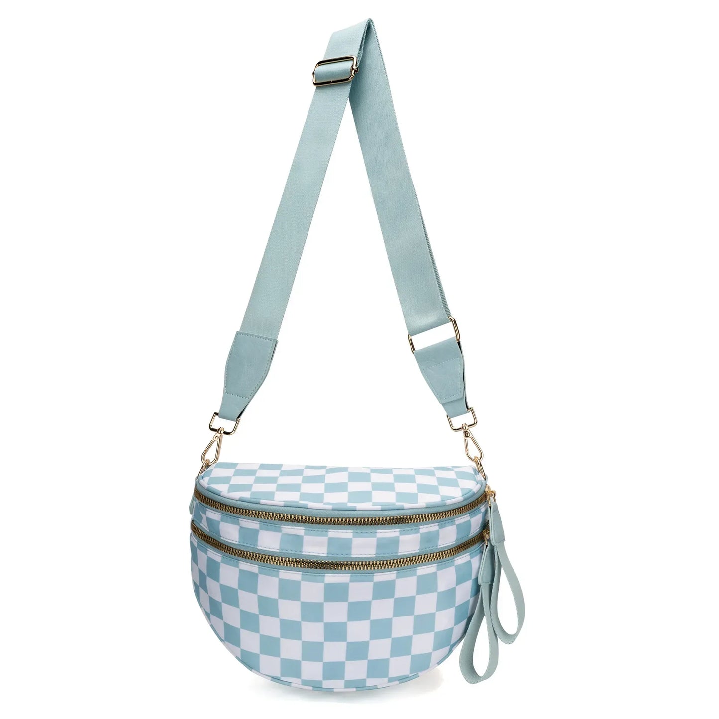 Casual women's checkered fanny pack – large capacity bum bag, adjustable crossbody mommy travel bag