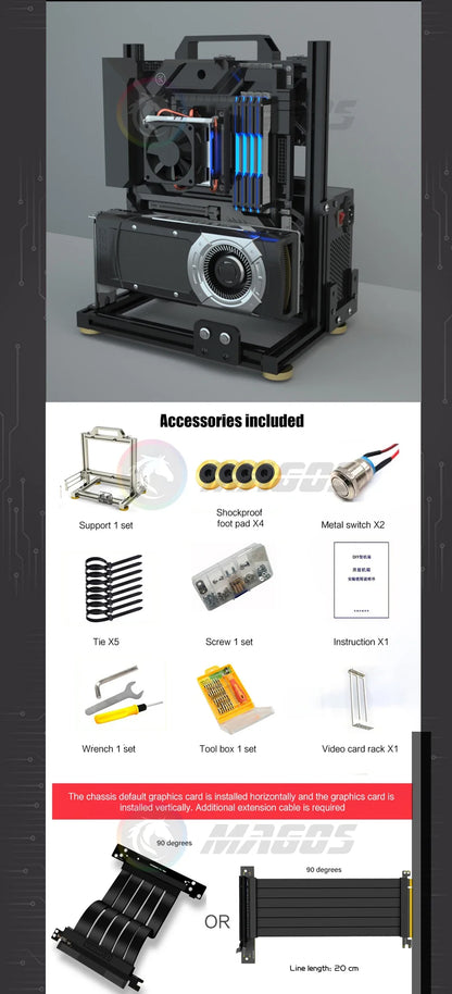Open Frame PC Case Modular ATX MATX ITX Aluminum Rack