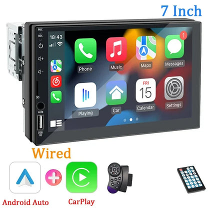 Car Stereo 7-Inch 1 Din CarPlay Android Auto MP5 Head Unit With USB Bluetooth Rear View Camera Fall 2025 Gift