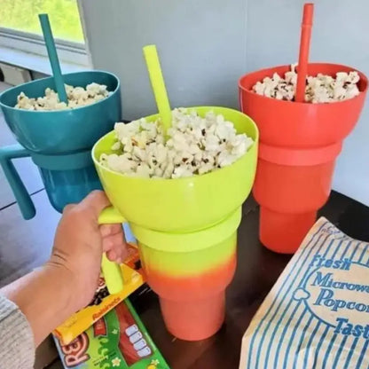 Snack Cup 2 In 1 Snack Bowl Tumbler Splash Proof Leakproof Popcorn Stadium Cup Movie Night Fall 2025