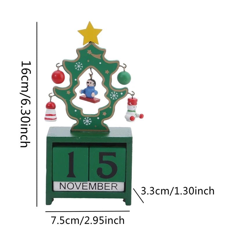 Christmas Wooden Countdown Calendar Ornament Tabletop Decor