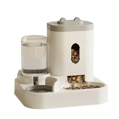 Automatic Feeder Cat Dog Bowl With Water Fountain Gray Dish