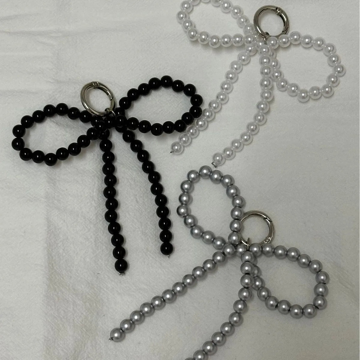 Beaded Pearl Bow Keychain Y2K Bag Charm Cute Gift Accessory