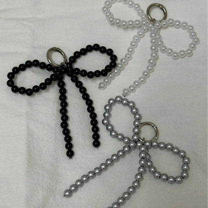 Beaded Pearl Bow Keychain Y2K Bag Charm Cute Gift Accessory
