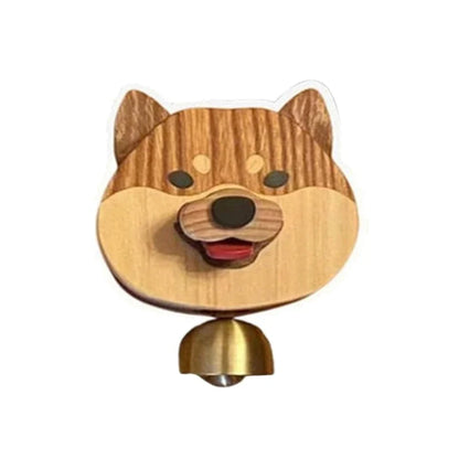 Wooden Shiba Inu Wind Chime Doorbell - Magnetic Shopkeepers Bell for Door Opening